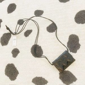 NWT $140 Marimekko Lokki Crossbody Black Leather Card ID Holder Mini Purse Bag